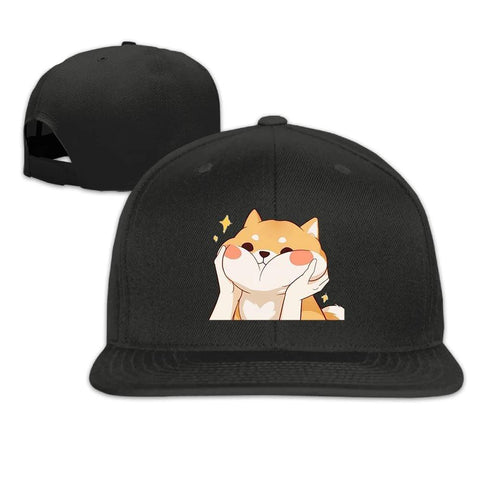 Casquette Noire Unisex Shiba Inu Grosse Joue
