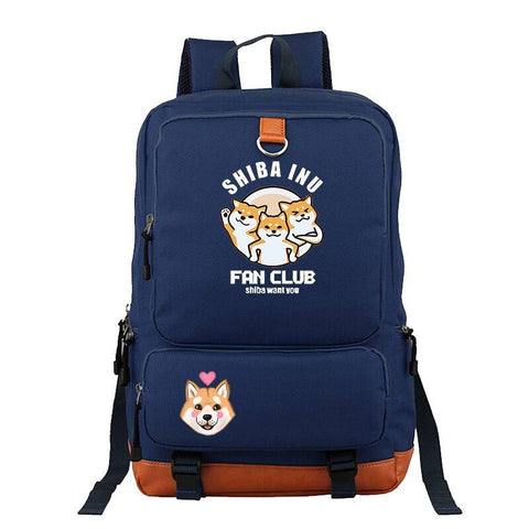 Sac à Dos Bleu Marine Shiba Inu Fan Club Multi-poche