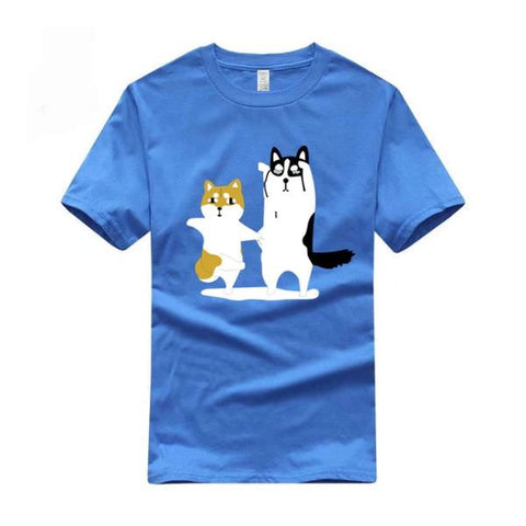 T-shirt Bleu Shiba Inu Amusant