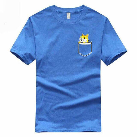 T-shirt Bleu Shiba Inu Dans La Poche
