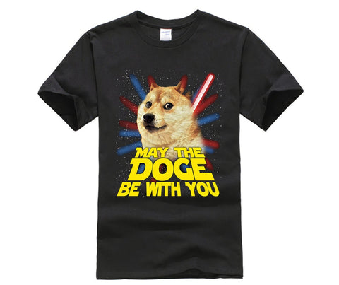 T-shirt Noir Shiba Inu "May The Doge Be With You"