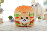 Coussin Shiba Inu Roux dans un Hamburger